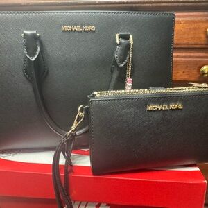Michael Kors Black Satchel and Wallet Set